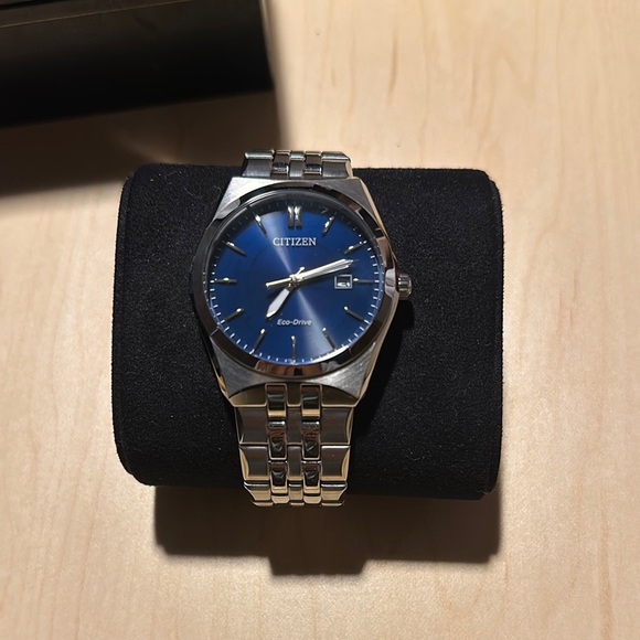 Citizen Men's Silver Watch with Blue Dial